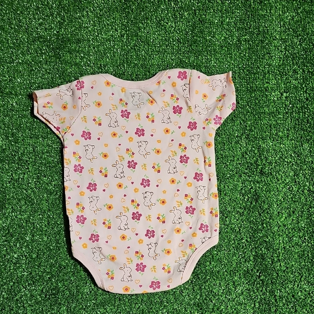 Charming Pink Bunny and Floral Bodysuit